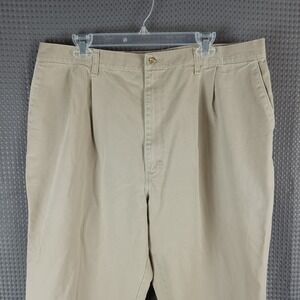 Wrangler TwentyX Men's 42x32 Khaki Pants Pleated Front Relaxed Fit Cotton